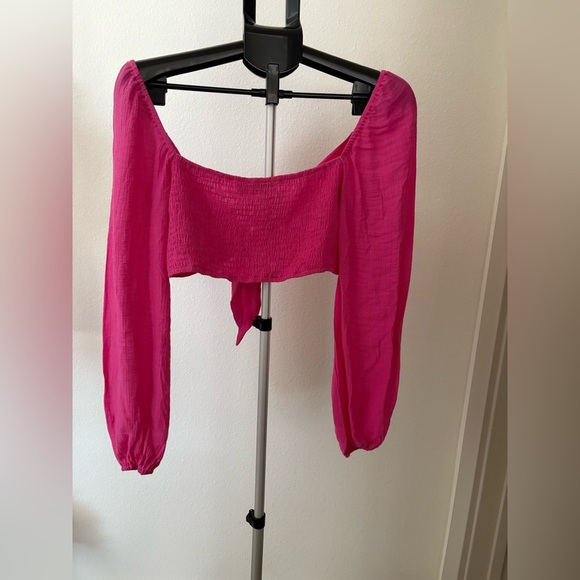 Petal & Pup Fuchsia Puff Sleeve Blouse - Picture 3 of 5